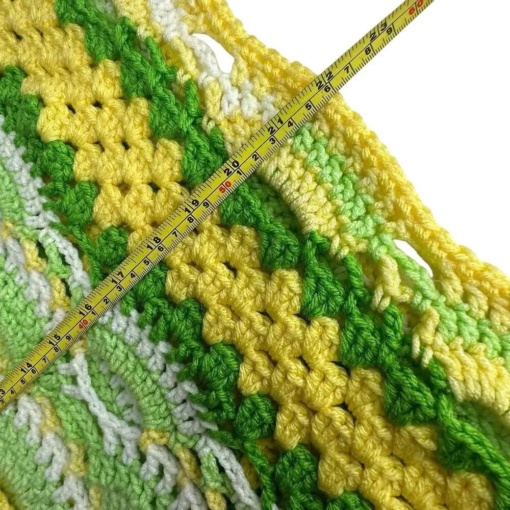 granny crochet quilt yellow green white Throw Blanket